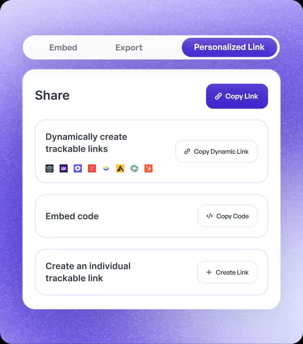 Supademo sharing interface for creating and generating trackable demo links.