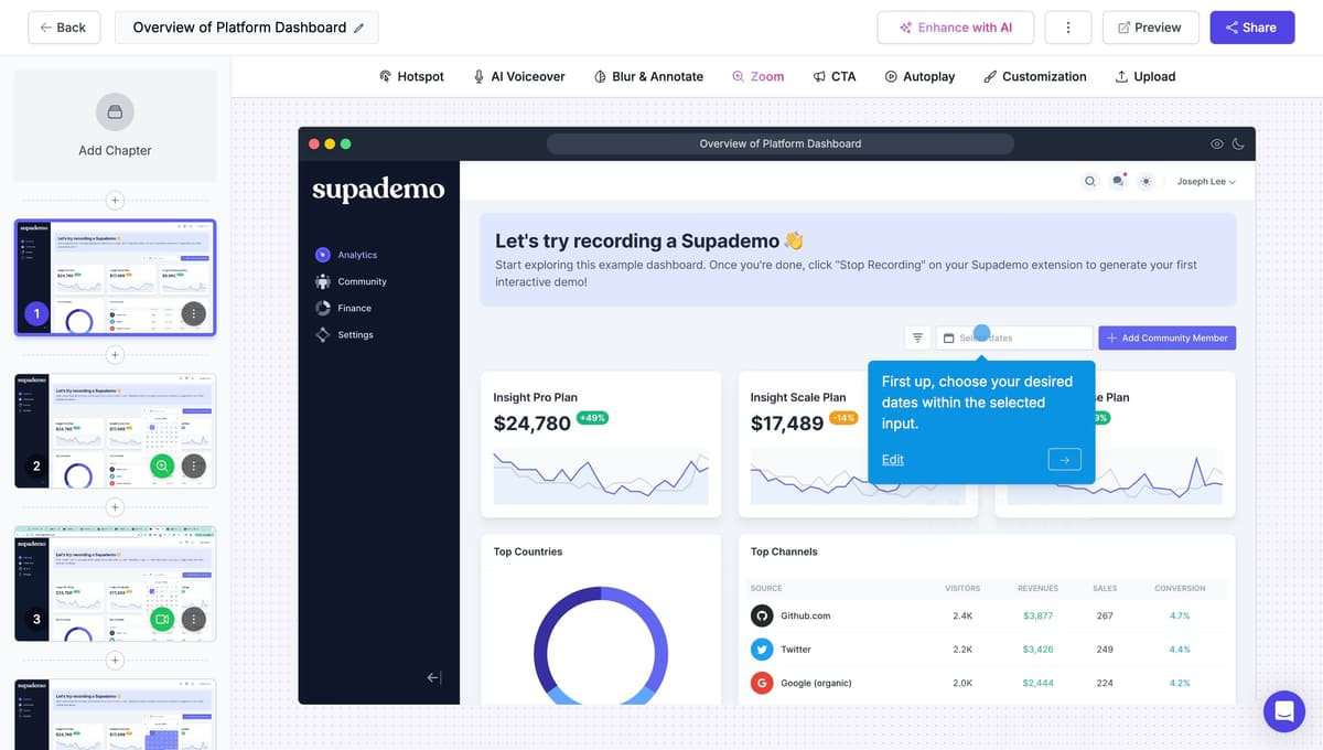 Supademo interactive product tour