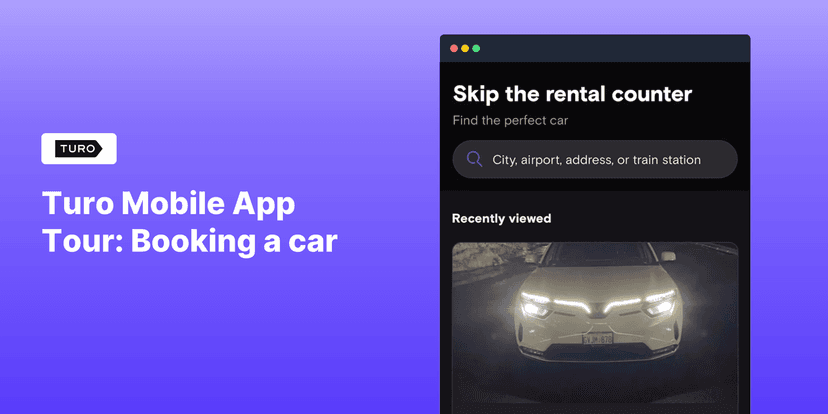 Booking a car rental on Turo's mobile app