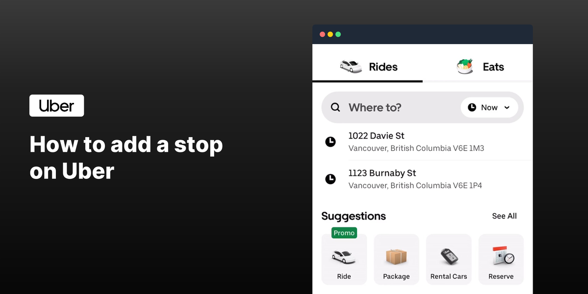 How to add a stop on Uber mobile app