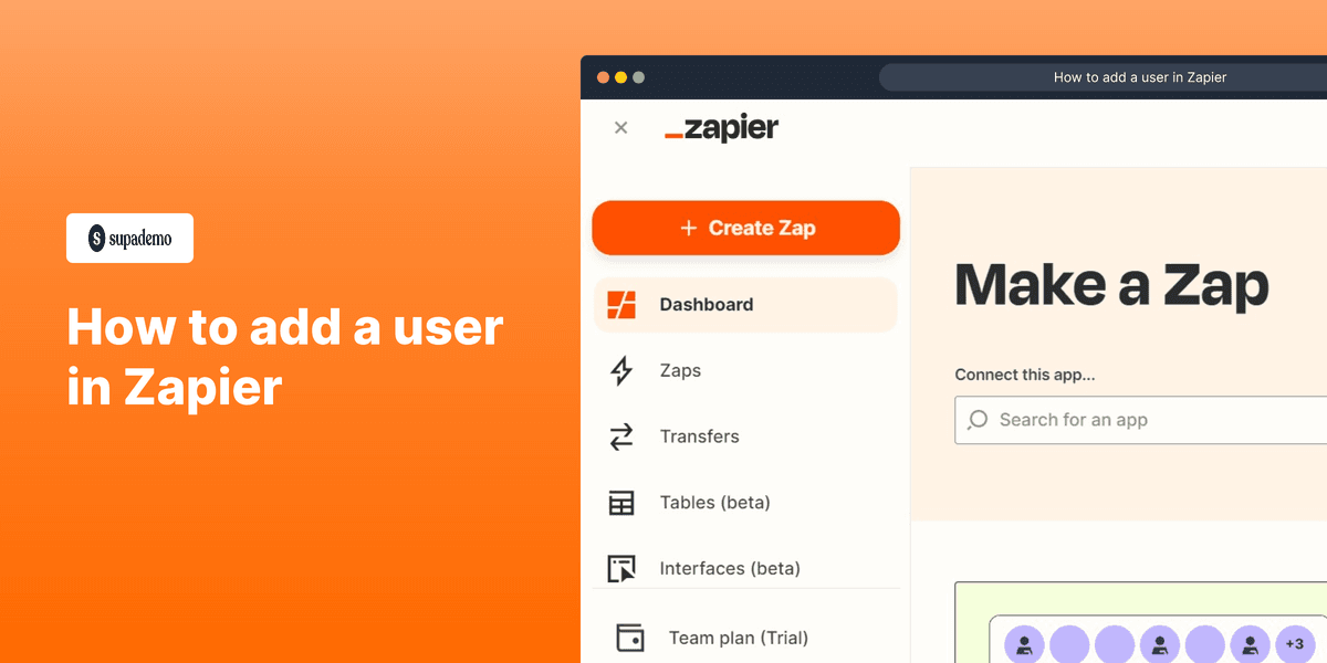How to add a user in Zapier screenshot