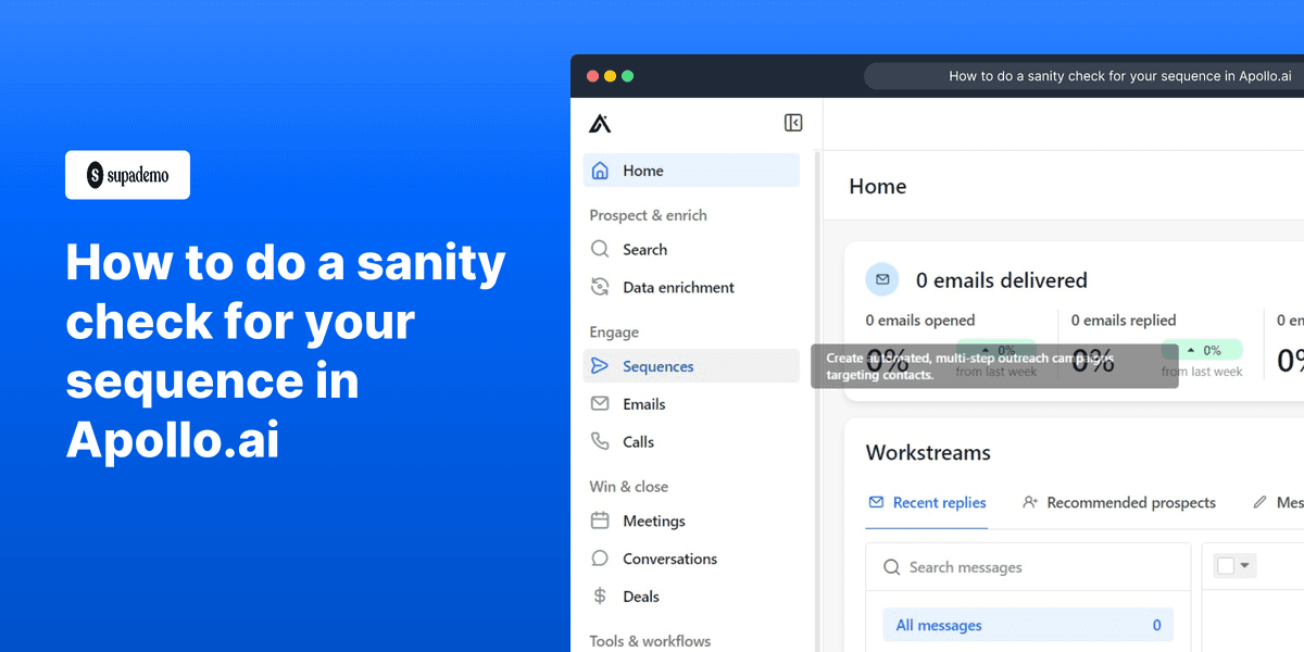 How to do a sanity check for your sequence in Apollo.ai screenshot