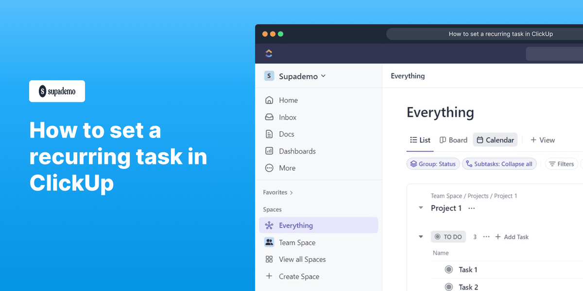 How to set a recurring task in ClickUp screenshot