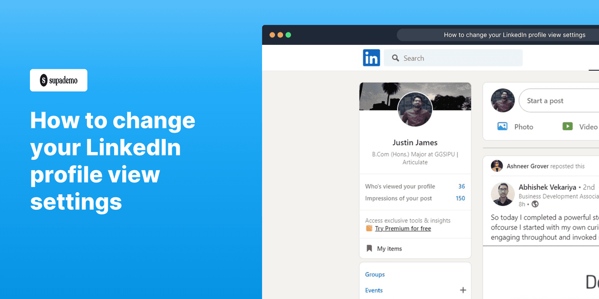 How to change your LinkedIn profile view settings screenshot