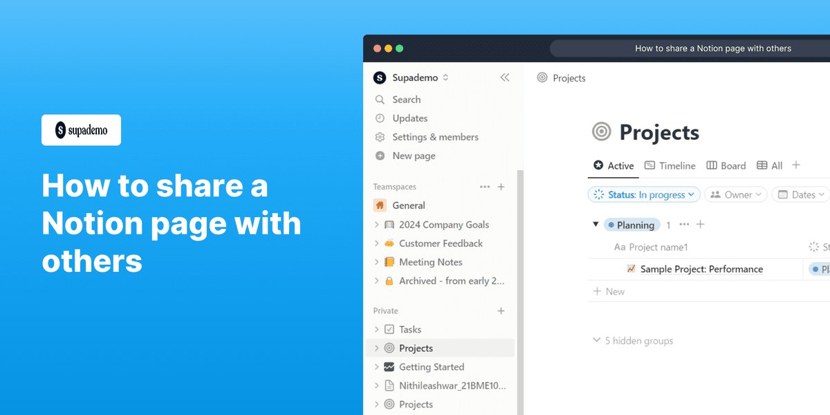 How to share a Notion page with others screenshot