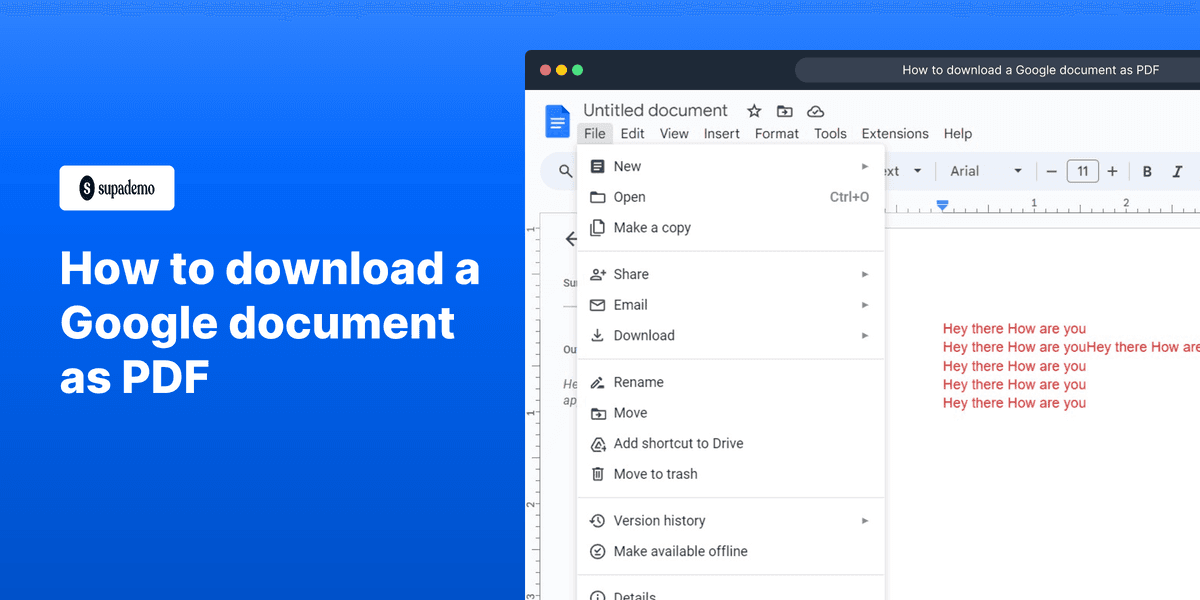 How to download a Google document as PDF screenshot