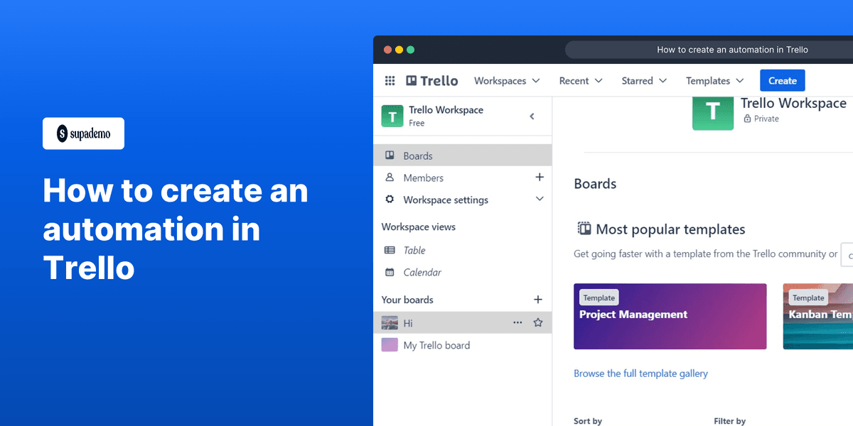 How to create an automation in Trello screenshot