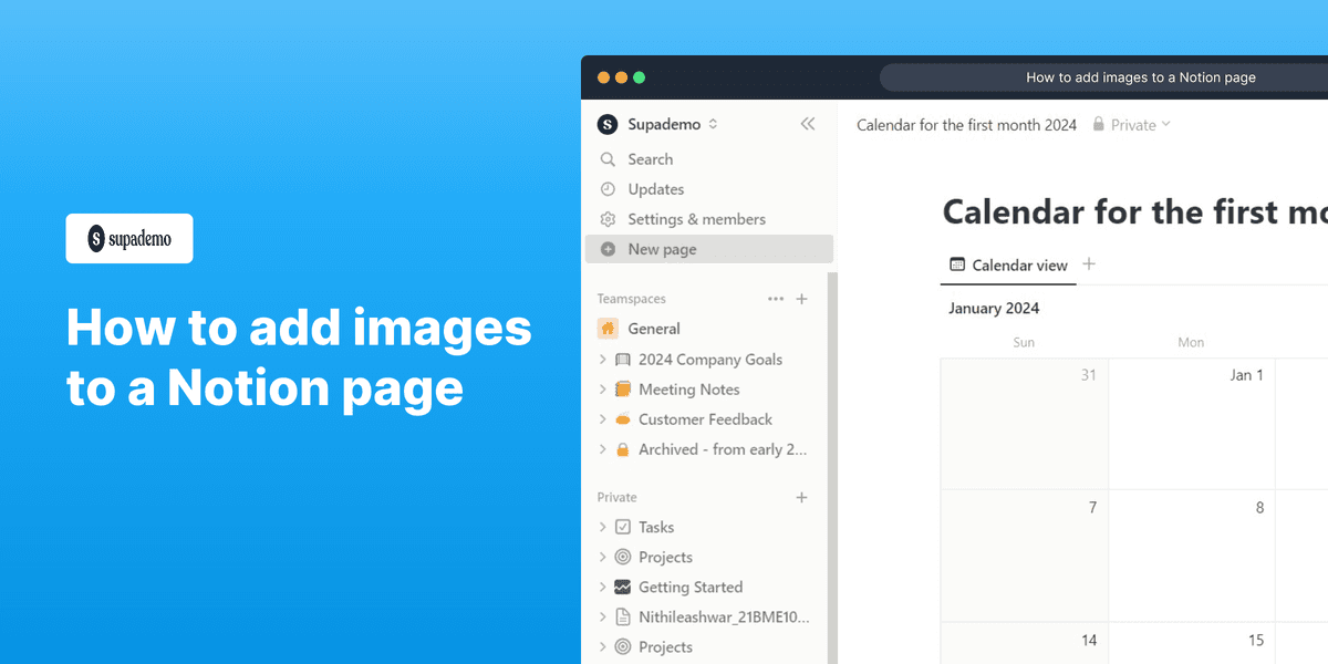 How to add images to a Notion page screenshot