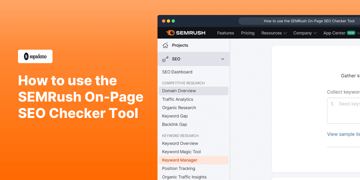 How to use the SEMRush on-page seo checker tool screenshot