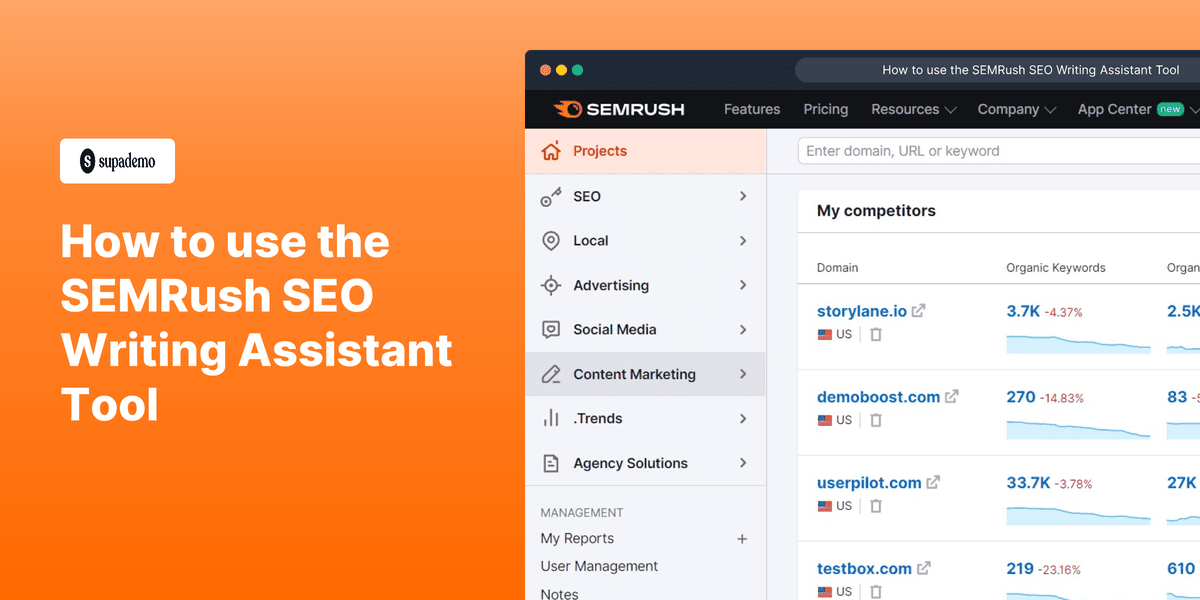How to use the SEMRush seo writing assistant tool screenshot