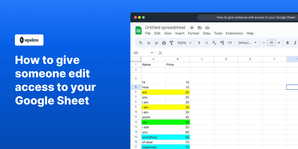 How to give someone edit access to your Google Sheet screenshot