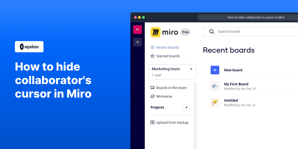 How to hide collaborator's cursor in Miro screenshot