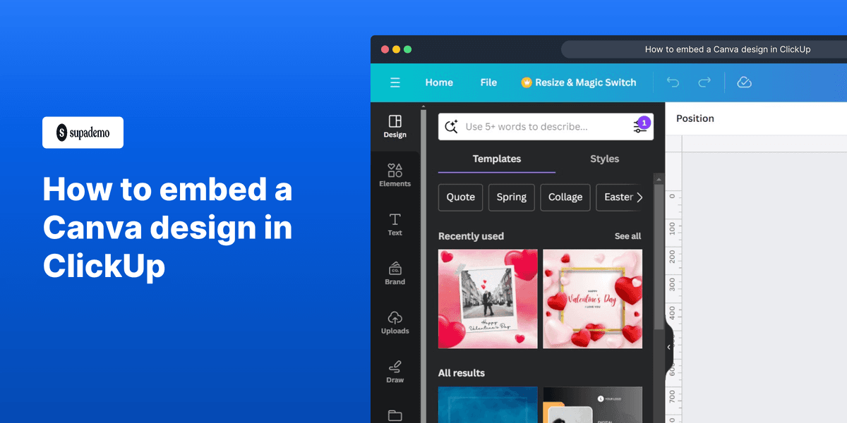 How to embed a Canva design in ClickUp screenshot
