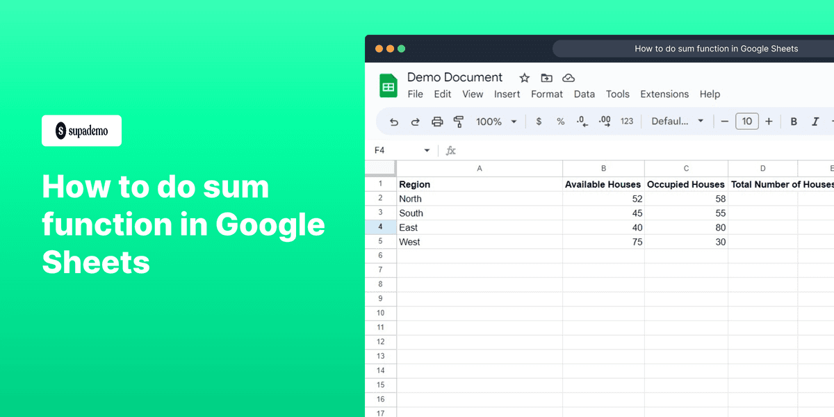 How to do sum function in Google Sheets screenshot