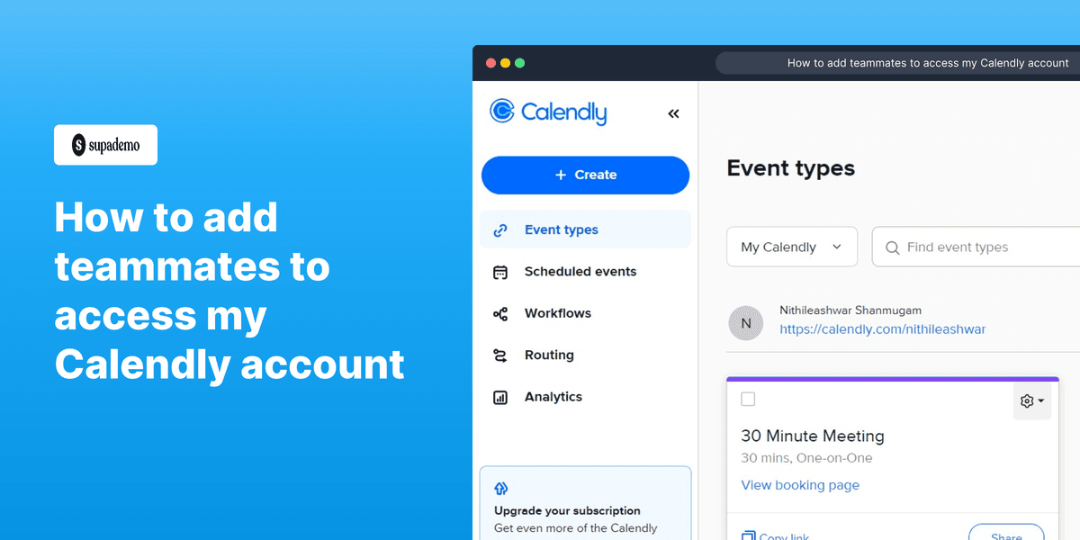 How to add teammates access to your Calendly account screenshot