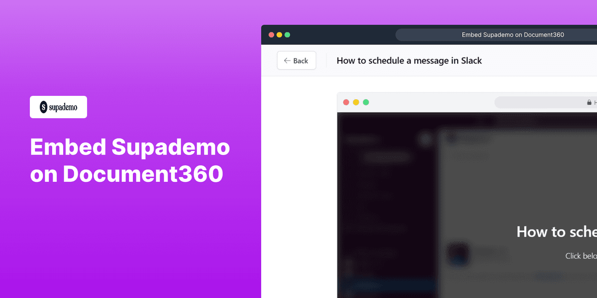 How to embed Supademo on Document360 screenshot
