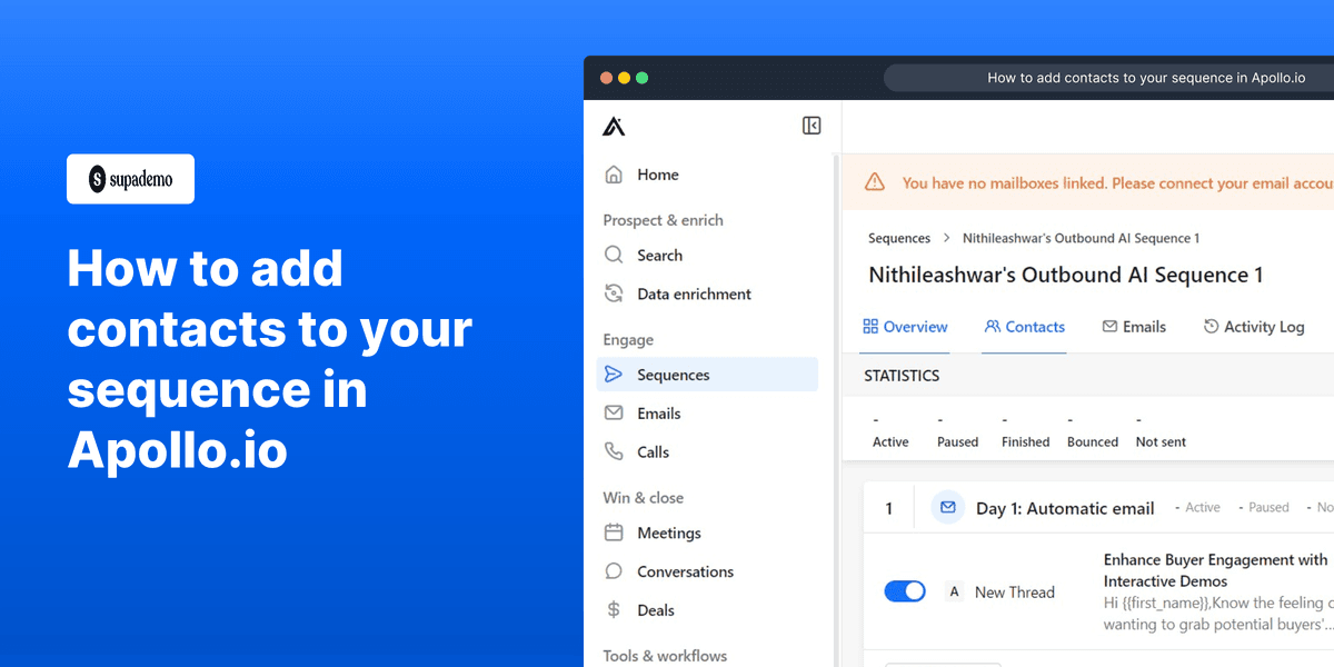 How to add contacts to your sequence in Apollo.io screenshot