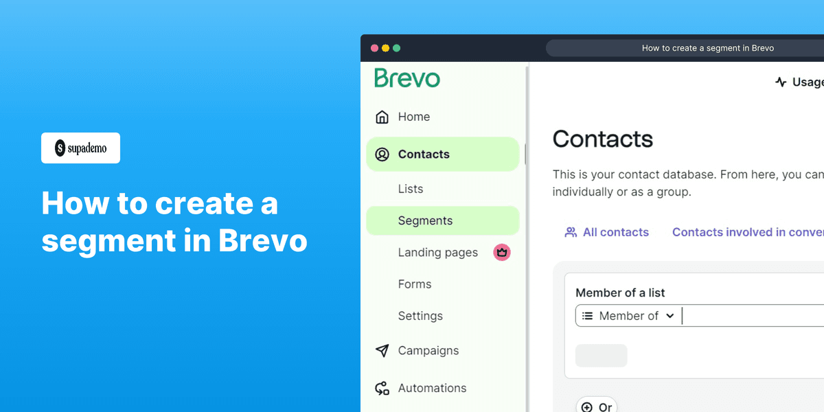 How to create a segment on Brevo screenshot