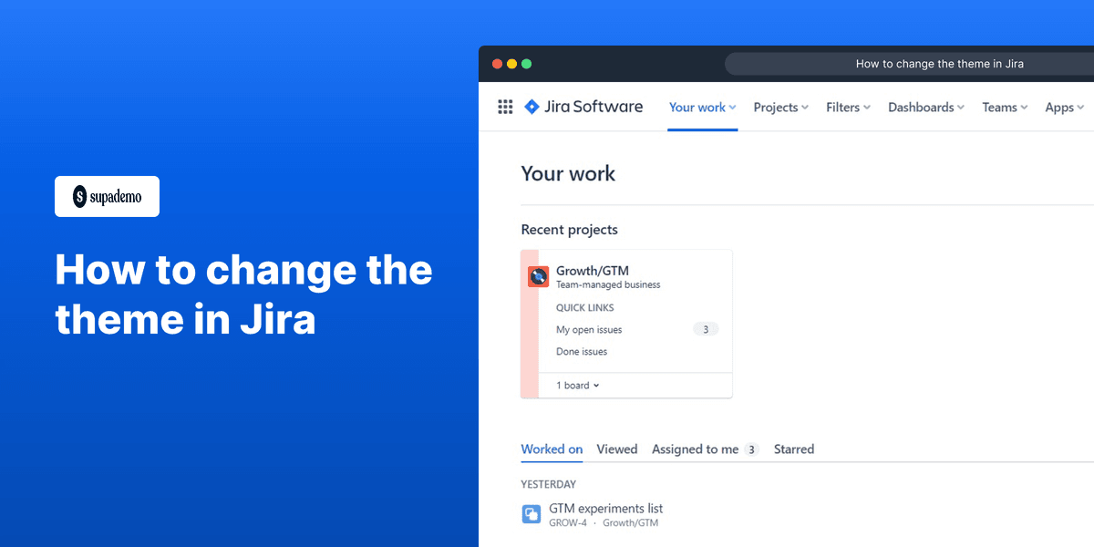 How to change the theme in Jira screenshot