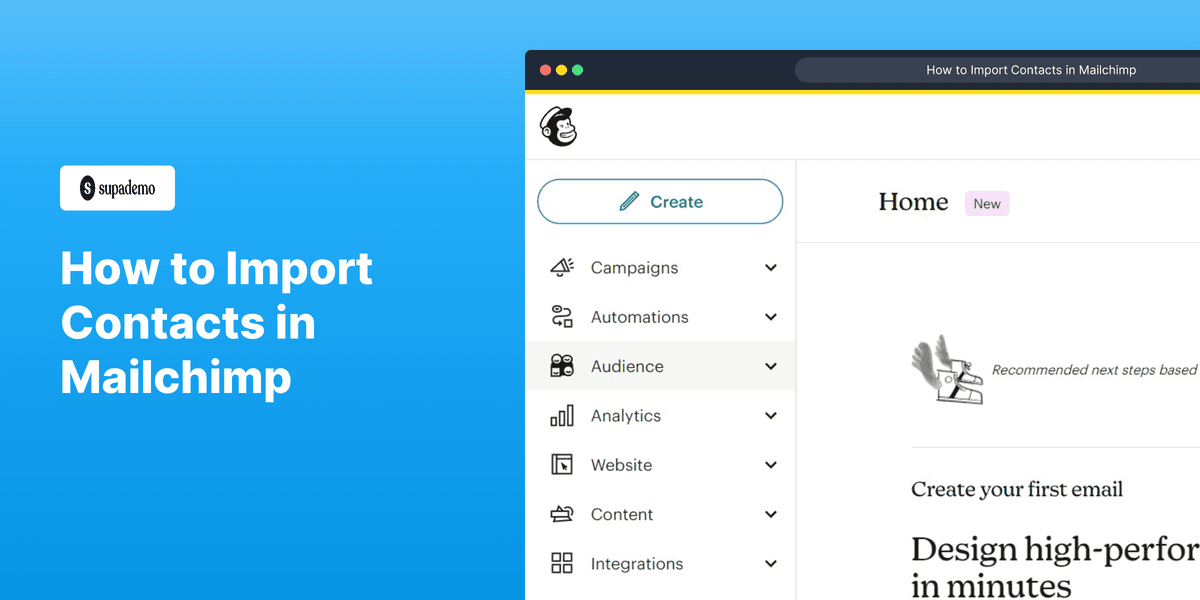 How to import contacts in Mailchimp screenshot