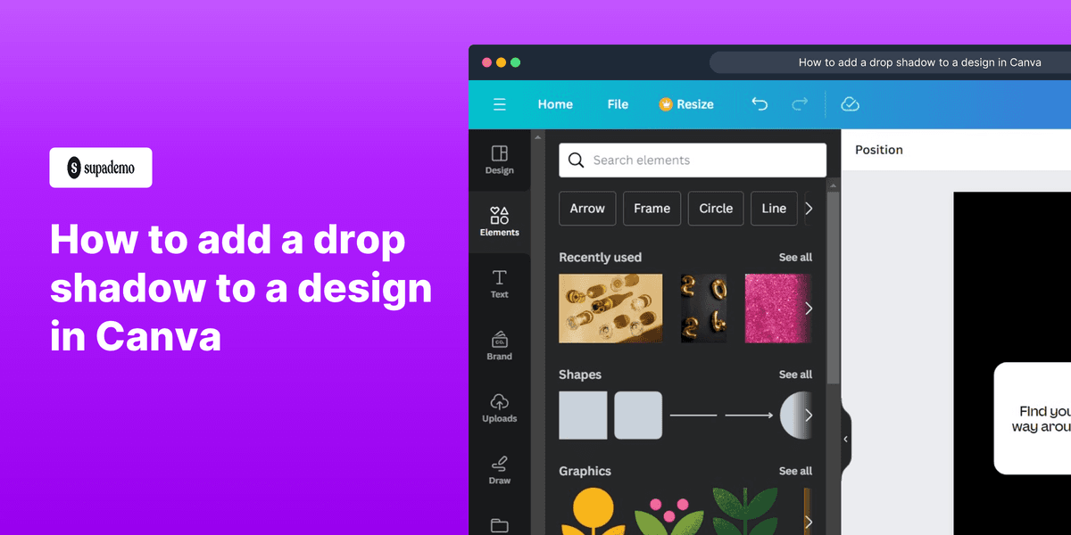 How to add a drop shadow to a design in Canva screenshot