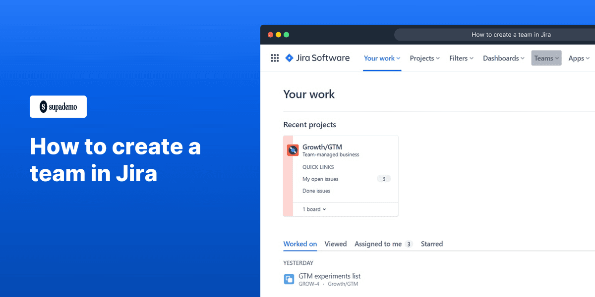 How to create a team in Jira screenshot