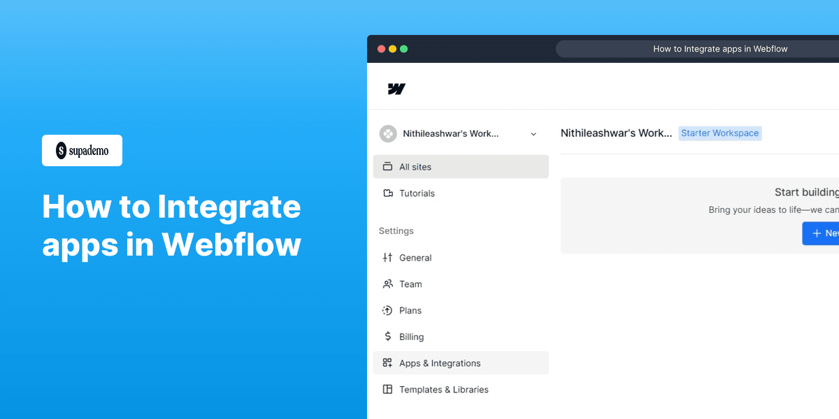 How to integrate apps in Webflow screenshot