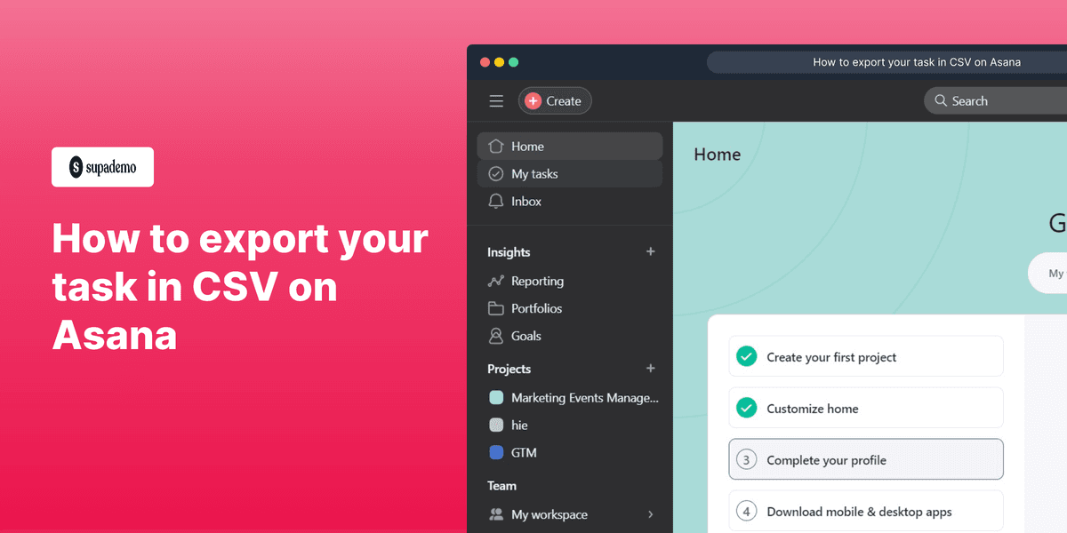 How to export your task in CSV on Asana screenshot