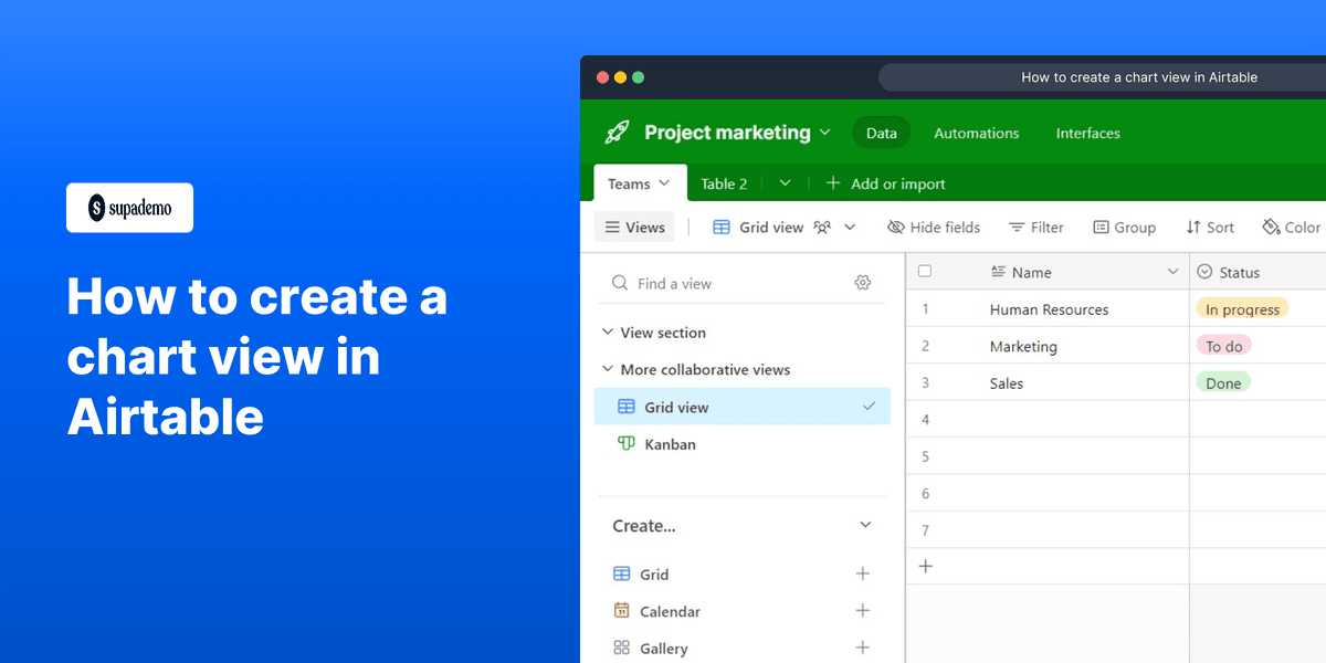 How to create a chart view in Airtable screenshot