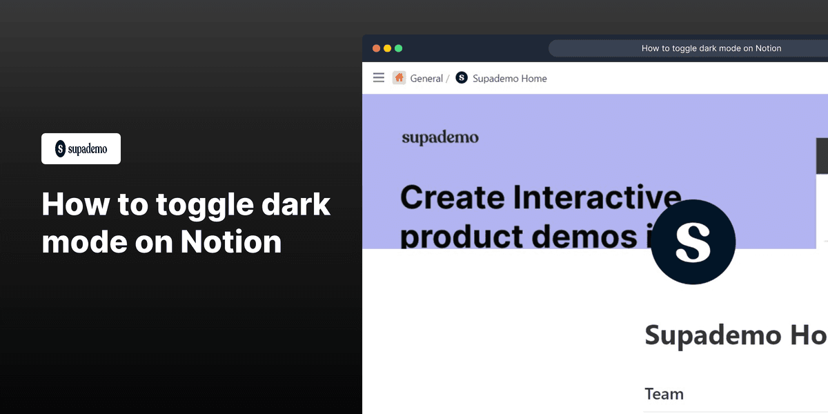 How to toggle dark mode on Notion screenshot