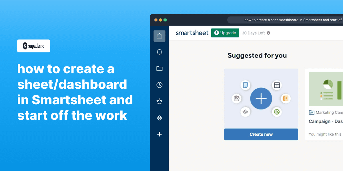 How to create a sheet in Smartsheet screenshot