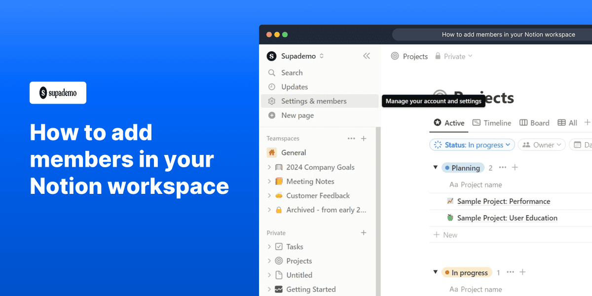 How to add members to your Notion workspace screenshot