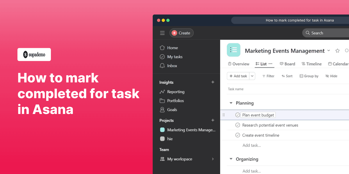 How to mark task as completed in Asana screenshot