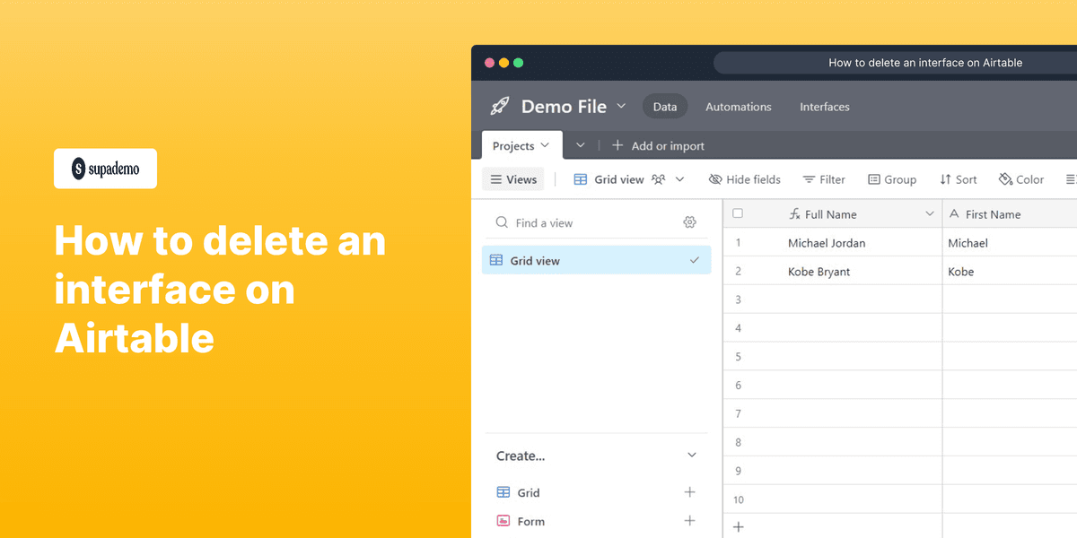 How to delete an interface on Airtable screenshot