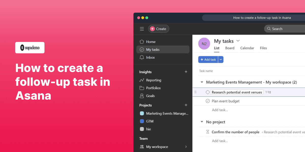 How to create a follow-up task in Asana screenshot