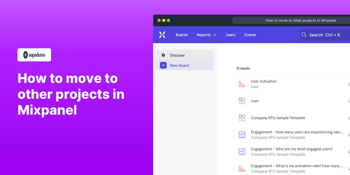 How to create and move a project in Mixpanel screenshot
