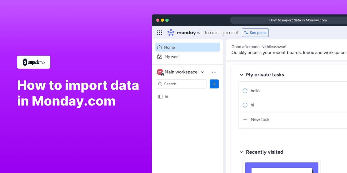 How to import data in Monday.com screenshot