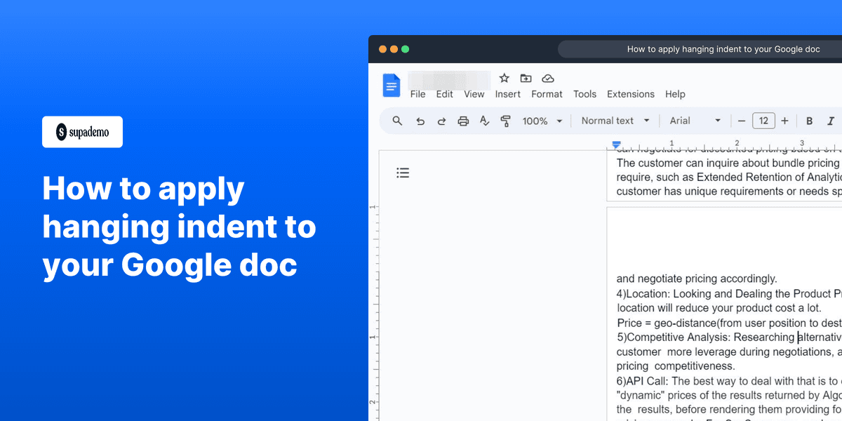 How to apply hanging indent to your Google doc screenshot