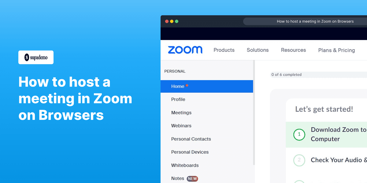 How to host a meeting in Zoom via browser screenshot