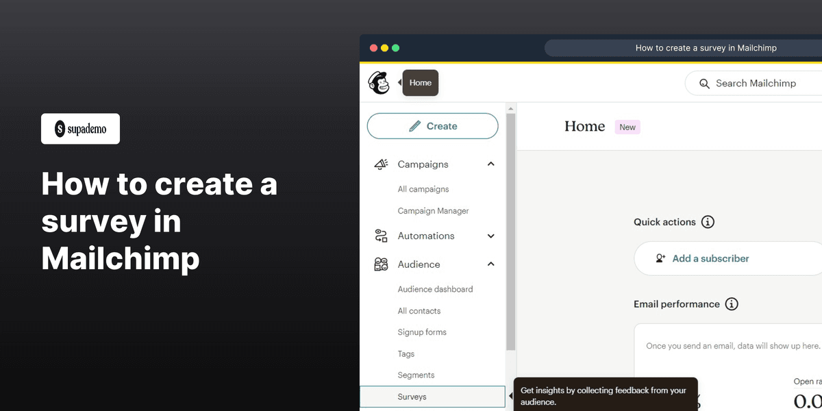 How to create a survey in Mailchimp screenshot