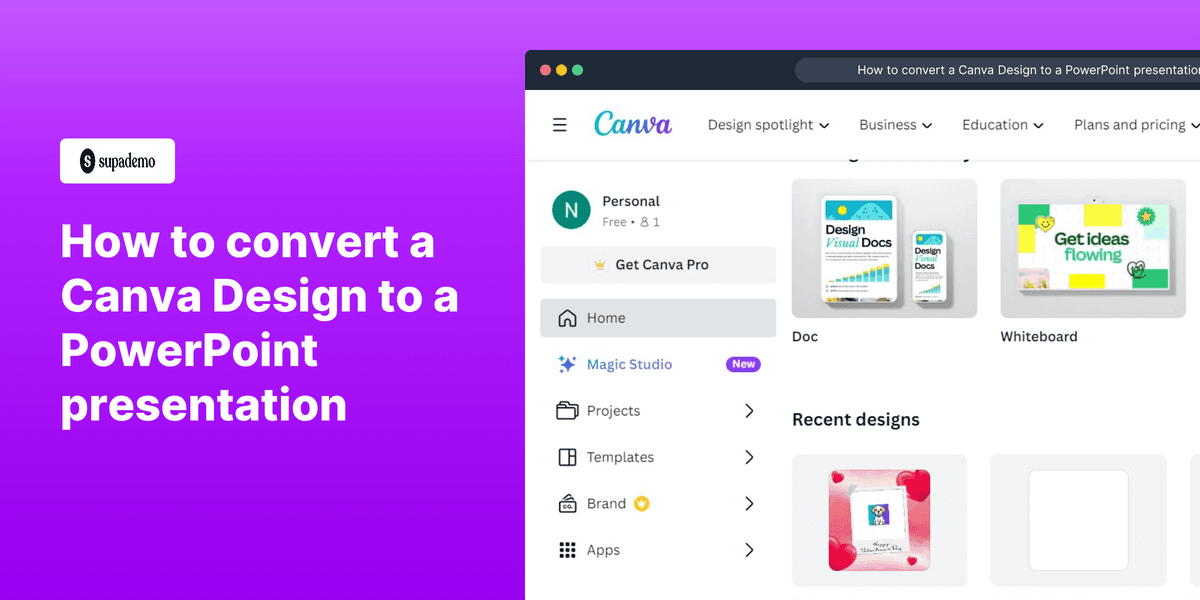 How to convert a Canva design to a PowerPoint presentation screenshot