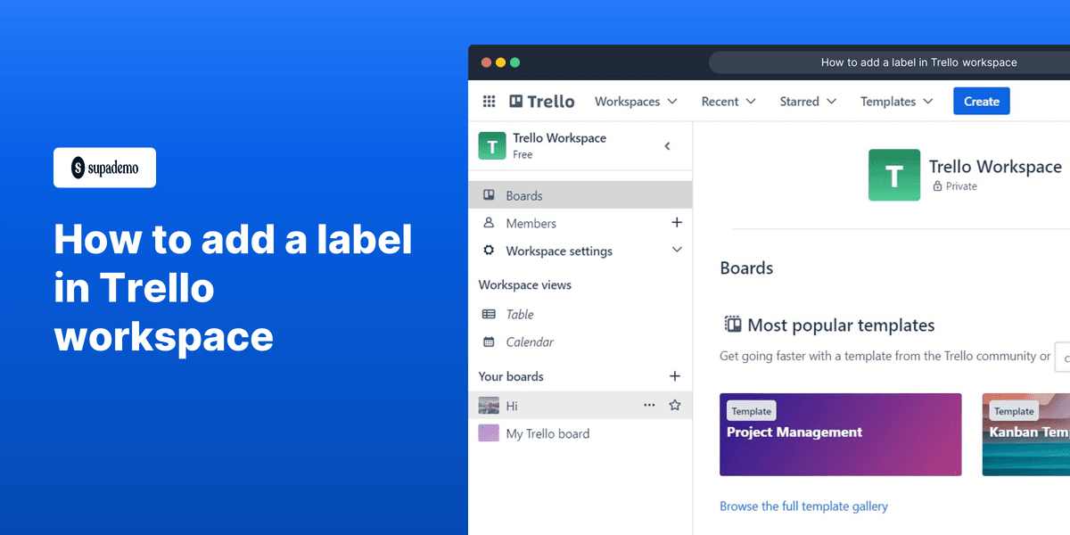 How to add a label in Trello workspace screenshot