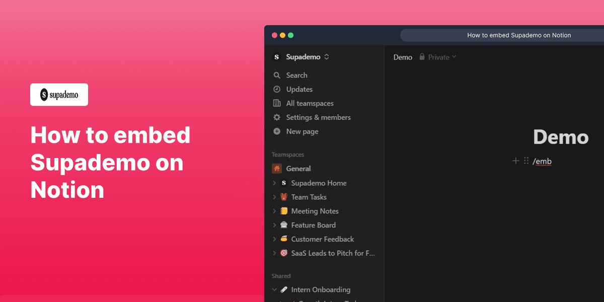 How to embed Supademo on Notion screenshot