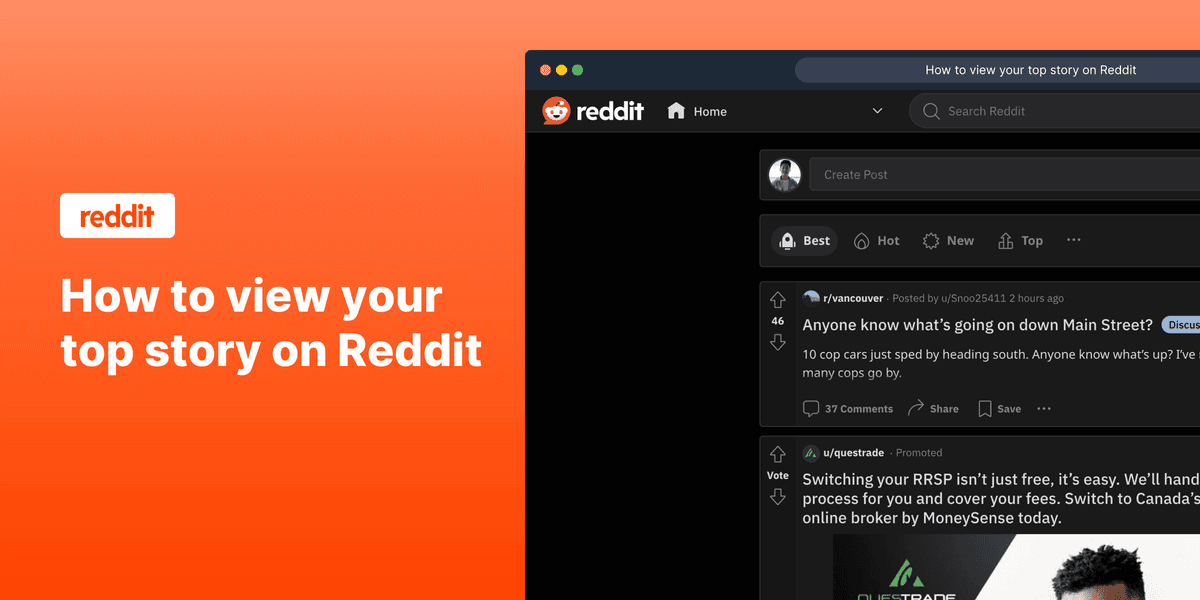 How to view your top story on Reddit screenshot
