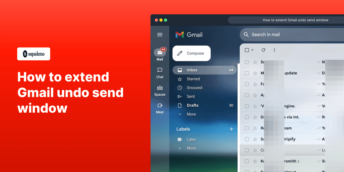 How to extend Gmail undo send window screenshot