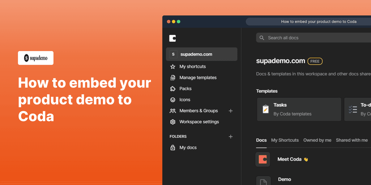 How to embed Supademo into Coda screenshot
