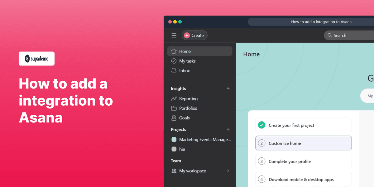 How to add a integration to Asana screenshot
