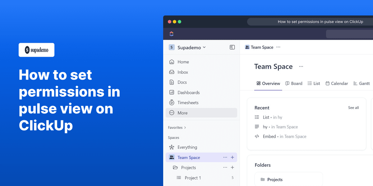 How to set permissions in pulse view on ClickUp screenshot