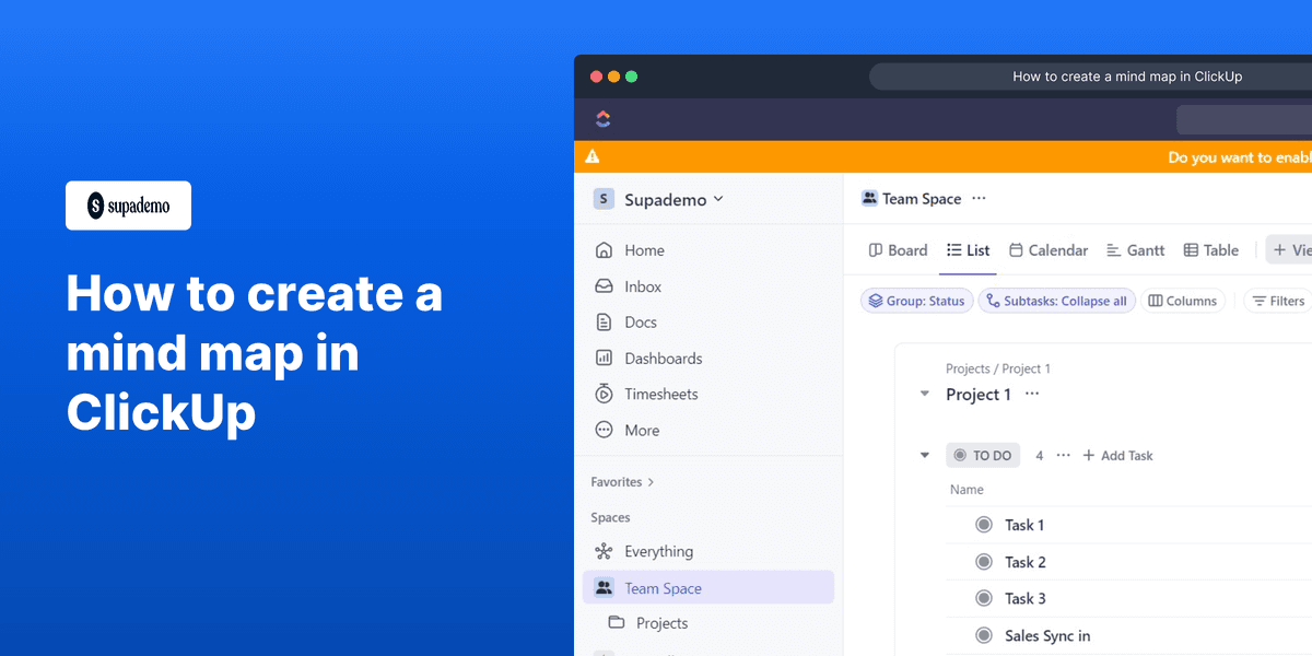 How to create a mind map in ClickUp screenshot