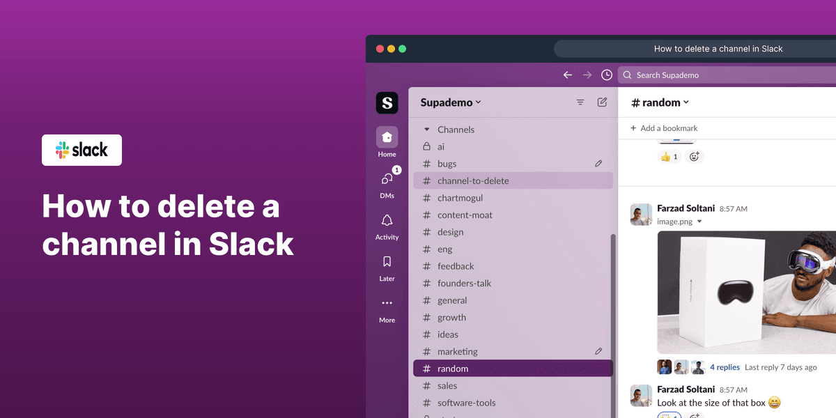 How to Delete a channel in Slack screenshot